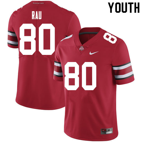 Ohio State Buckeyes Corey Rau Youth #80 Red Authentic Stitched College Football Jersey